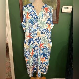 Tropical Print Sleeveless Dress